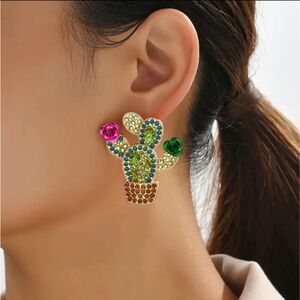 🌵Rhinestone Crystal Cactus Earrings